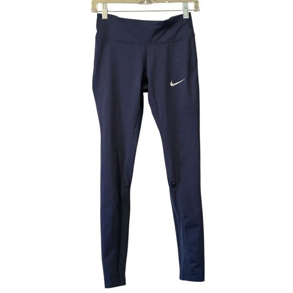 Nike Running Leggings Women's Size XS Blue Compression with Drawstring Preppy‎ - Picture 1 of 13